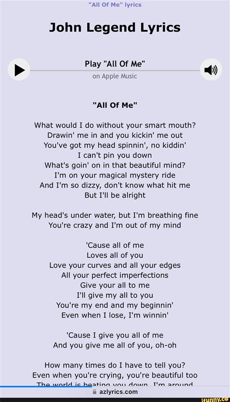 all of me lyrics and song